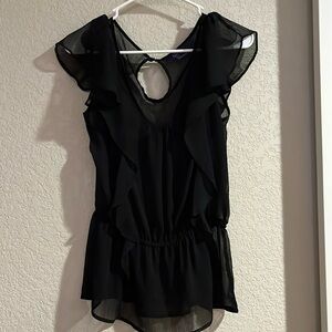 Sheer cap sleeve tank with elastic waist